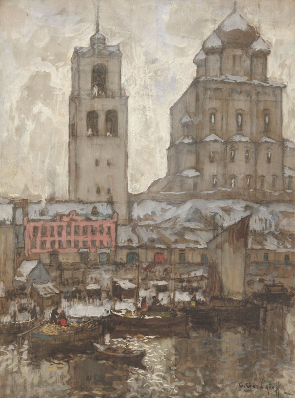 Fish Market in Pskov Konstantin Gorbatov tablo - Dekolata