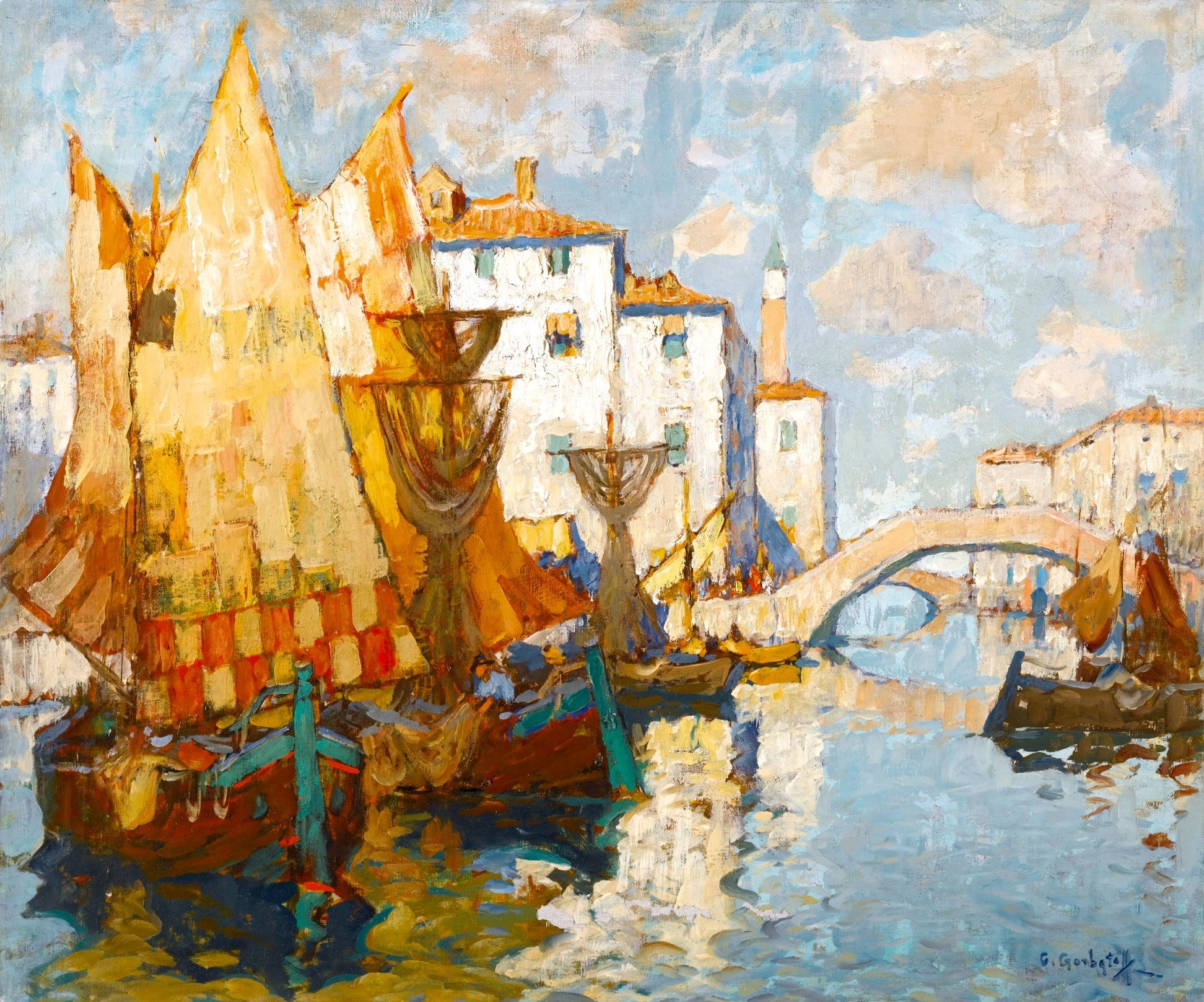 Fishermen in Chioggia Konstantin Gorbatov tablo - Dekolata