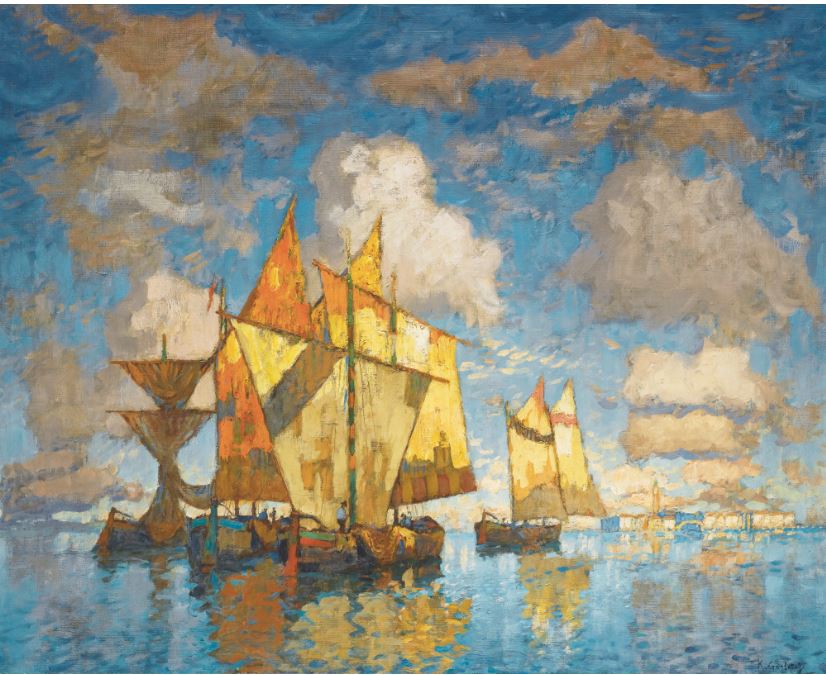 Fishing Boats in the Lagoon, Venice (1941) – Konstantin Gorbatov Tablo