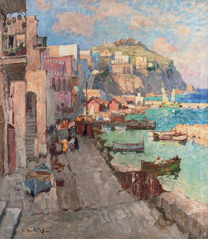 Fishing Village, Capri – Konstantin Gorbatov Tablo