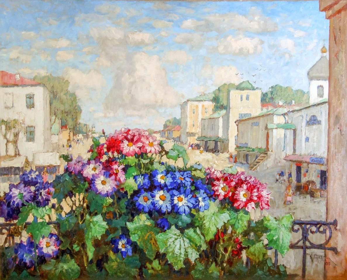 Flowers in the Window (1922) Konstantin Gorbatov tablo - Dekolata