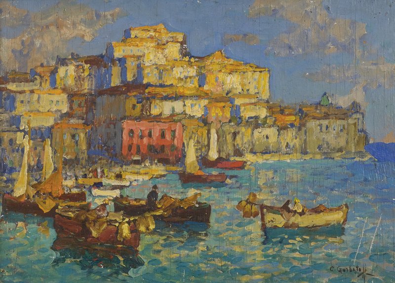 Harbor in Naples (1930) Konstantin Gorbatov tablo - Dekolata