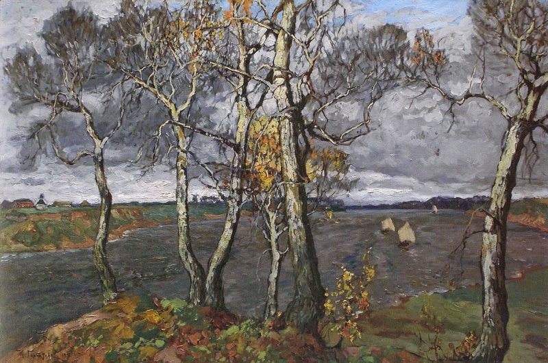 Landscape with River (1917) Konstantin Gorbatov tablo - Dekolata