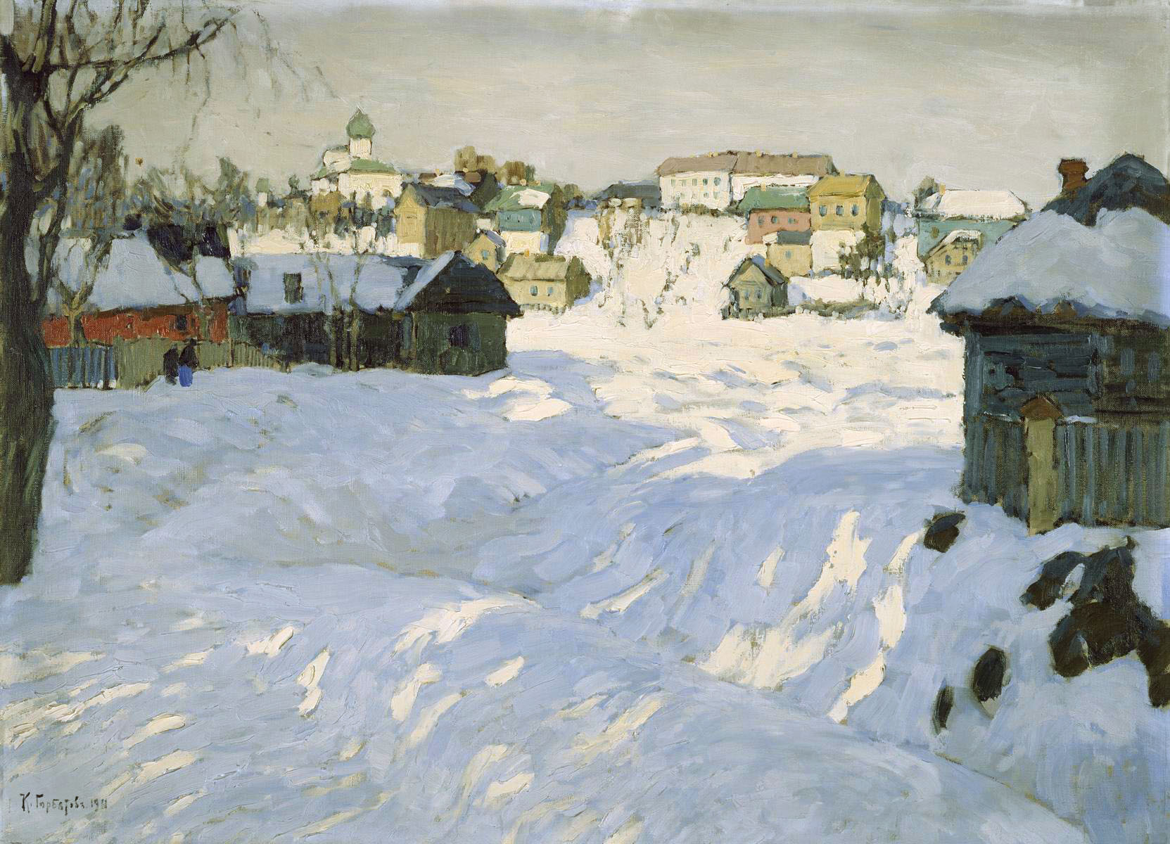 Old Town. Winter (1911) Konstantin Gorbatov tablo - Dekolata