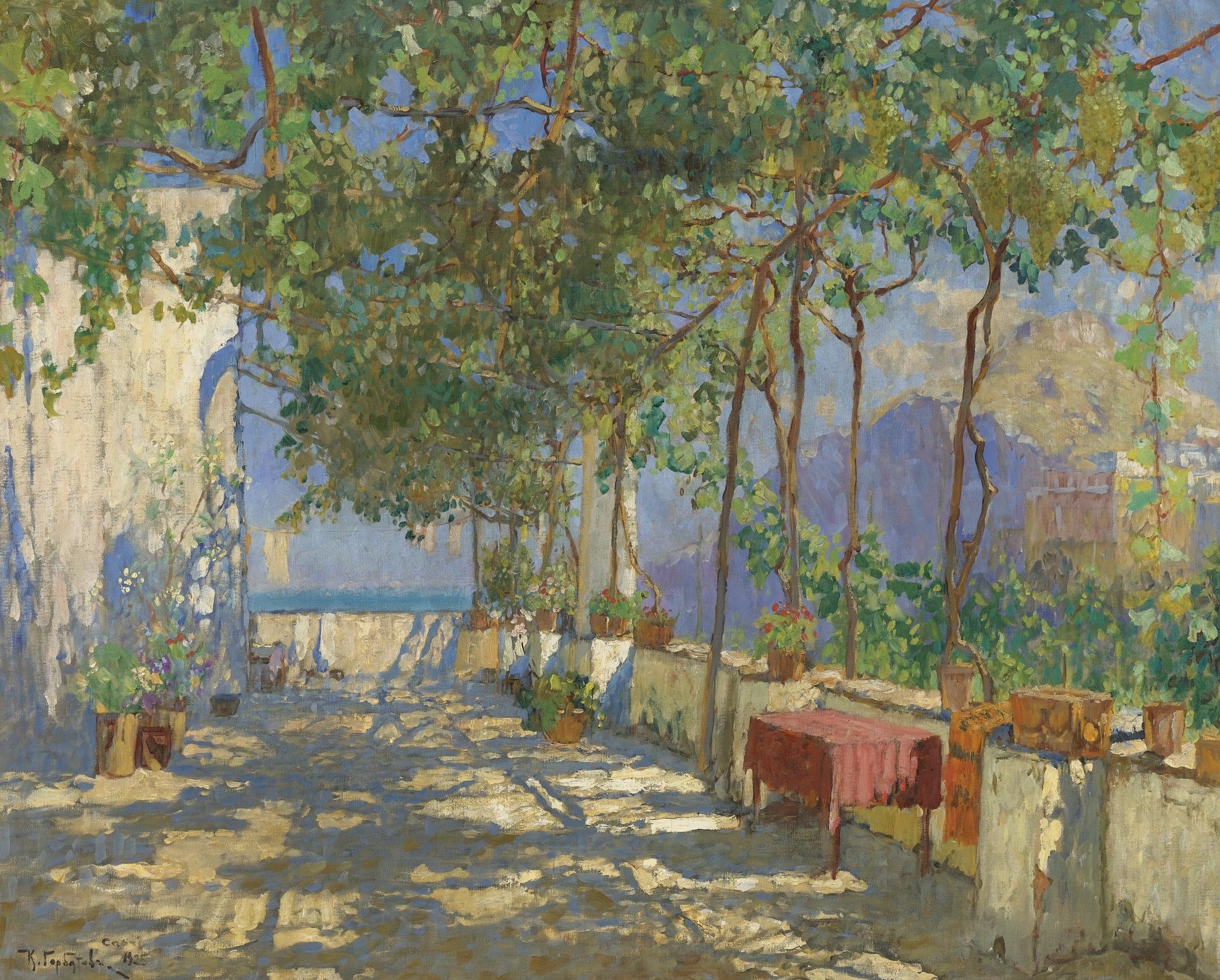 Patio in Capri (1925) Konstantin Gorbatov tablo - Dekolata