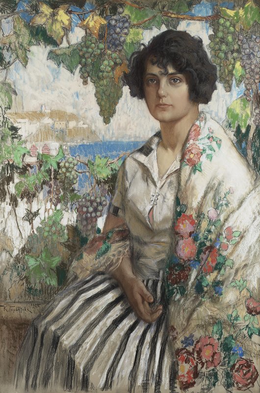 Portrait of a Young Woman (1925) Konstantin Gorbatov tablo - Dekolata