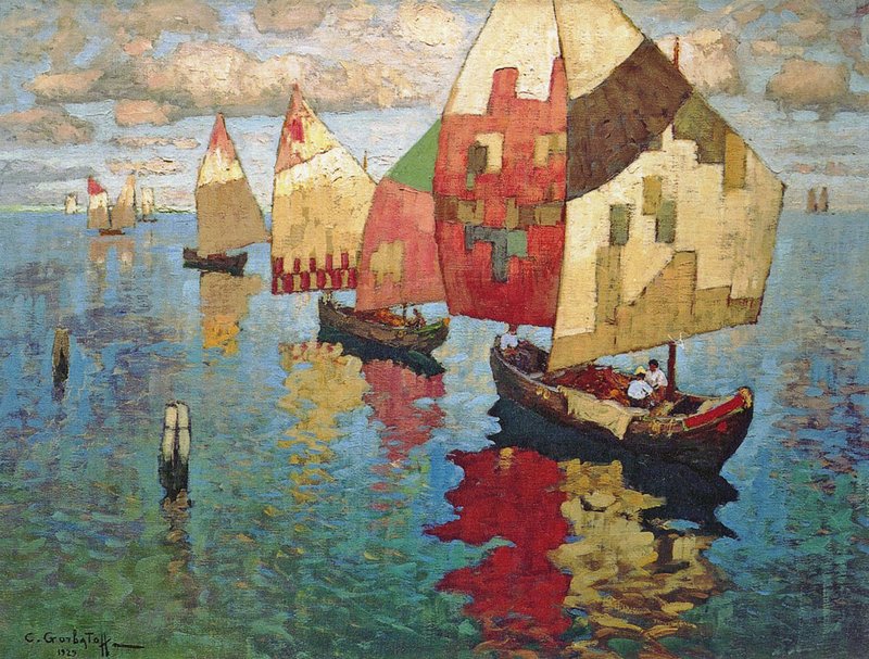 Sailboats (1929) Konstantin Gorbatov tablo - Dekolata