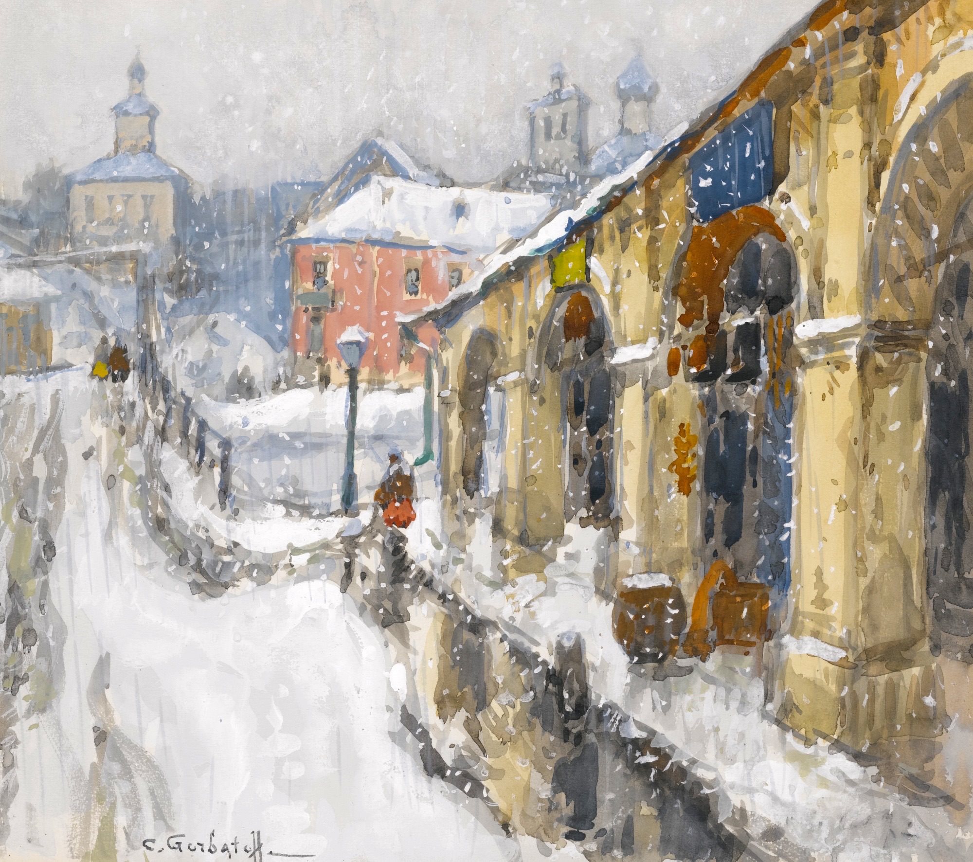 Snowy Townscape – Konstantin Gorbatov Tablo