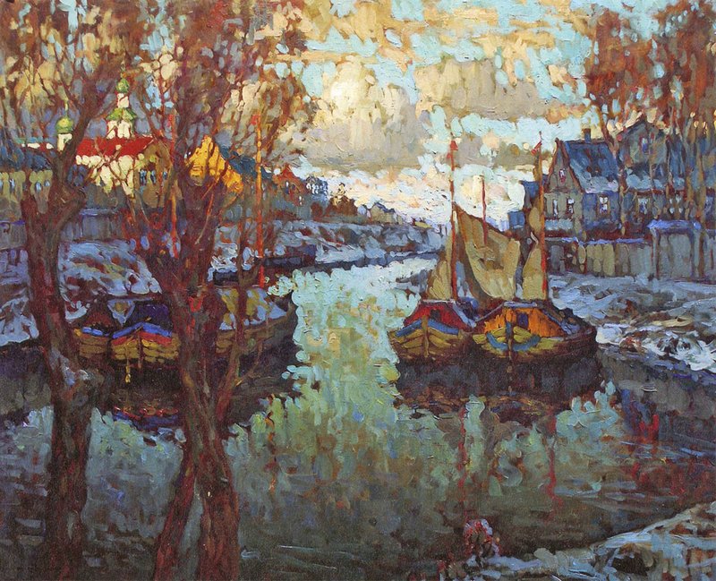 Sunset in Pskov (1919) Konstantin Gorbatov tablo - Dekolata