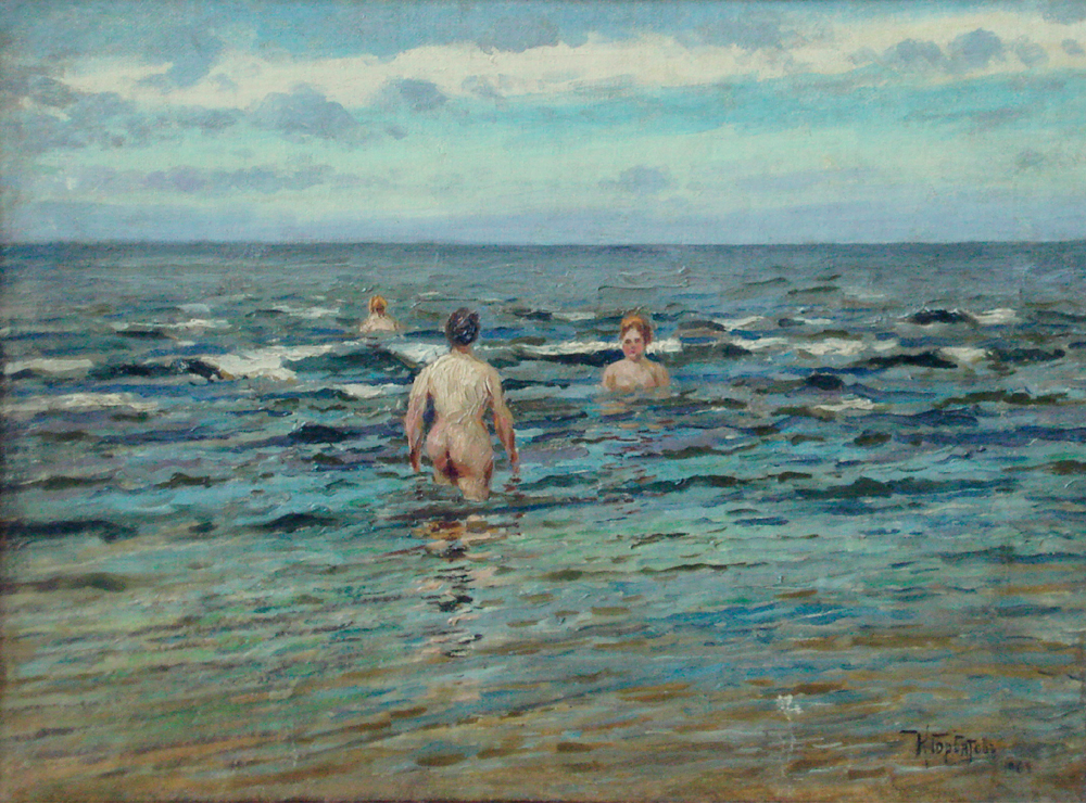 Swimming Women (1902) Konstantin Gorbatov tablo - Dekolata