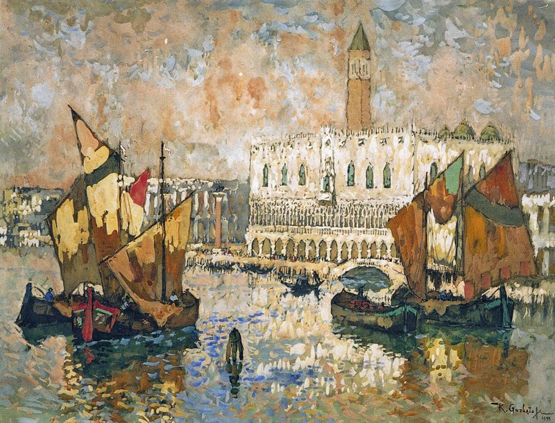 The Doge's Palace, Venice (1914) Konstantin Gorbatov tablo - Dekolata