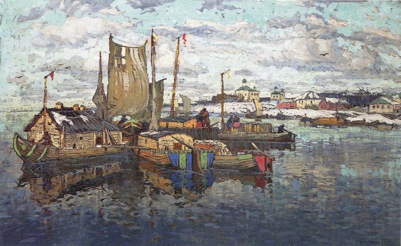The First Snow on the River (1915) – Konstantin Gorbatov Tablo