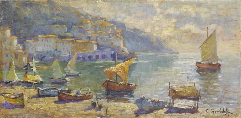 The Sunlit Harbor Konstantin Gorbatov tablo - Dekolata