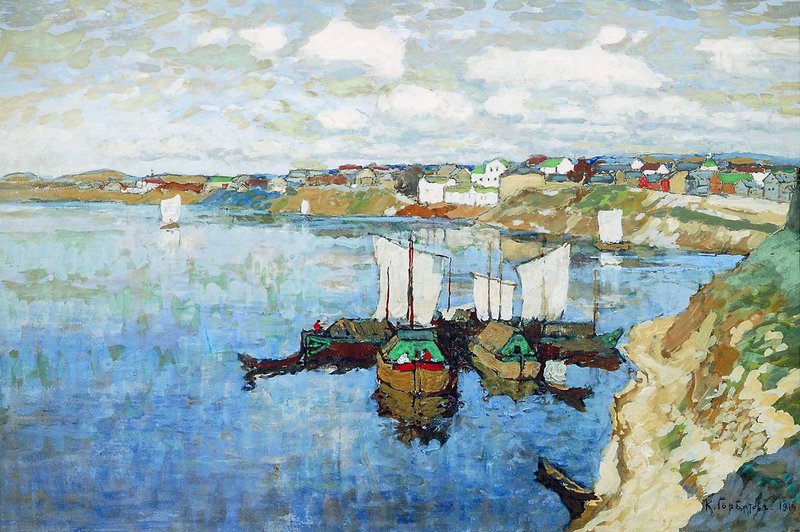 The Velikaya River in Pskov (1914) Konstantin Gorbatov tablo - Dekolata