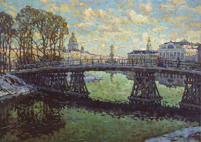View of St.Isaac's Cathedral (1915) Konstantin Gorbatov tablo - Dekolata