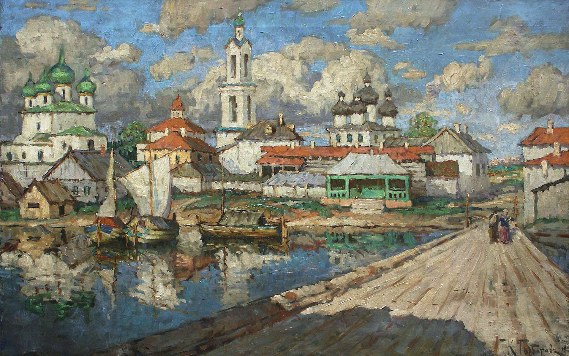 View of an Old Town Konstantin Gorbatov tablo - Dekolata
