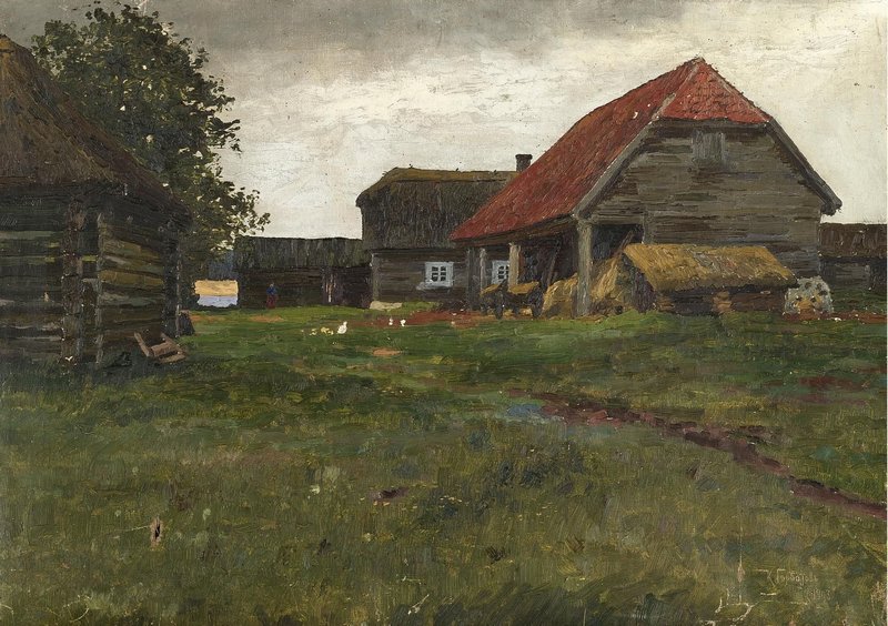 Village Houses (1903) Konstantin Gorbatov tablo - Dekolata
