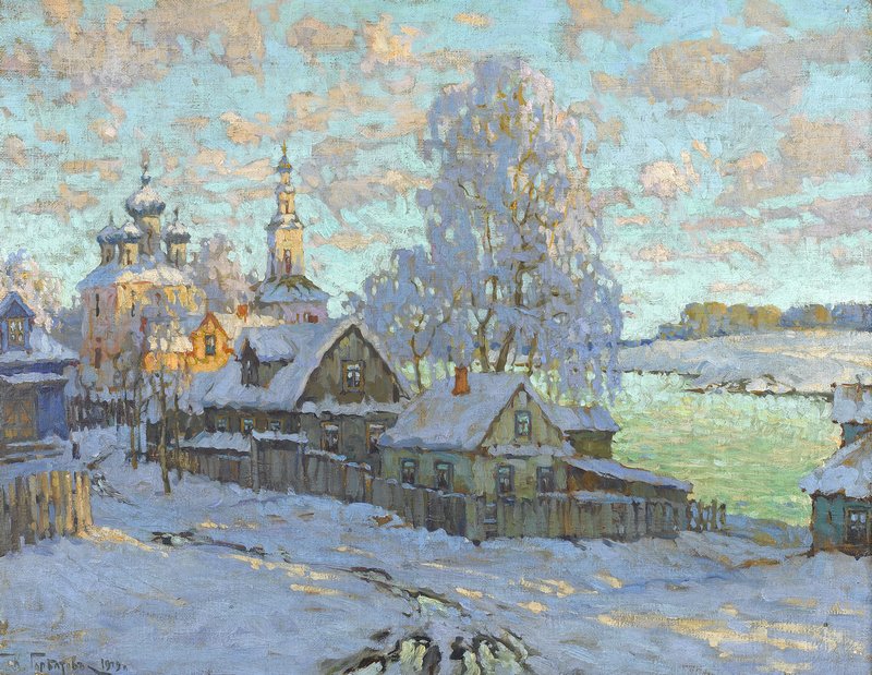 Village in the Winter Sun (1919) – Konstantin Gorbatov Tablo