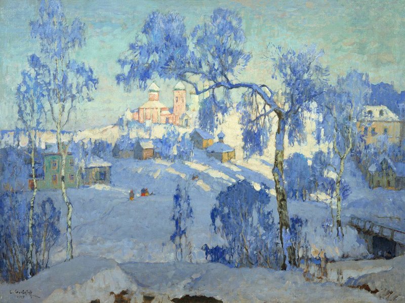 Winter Landscape with Church (1925) Konstantin Gorbatov tablo - Dekolata