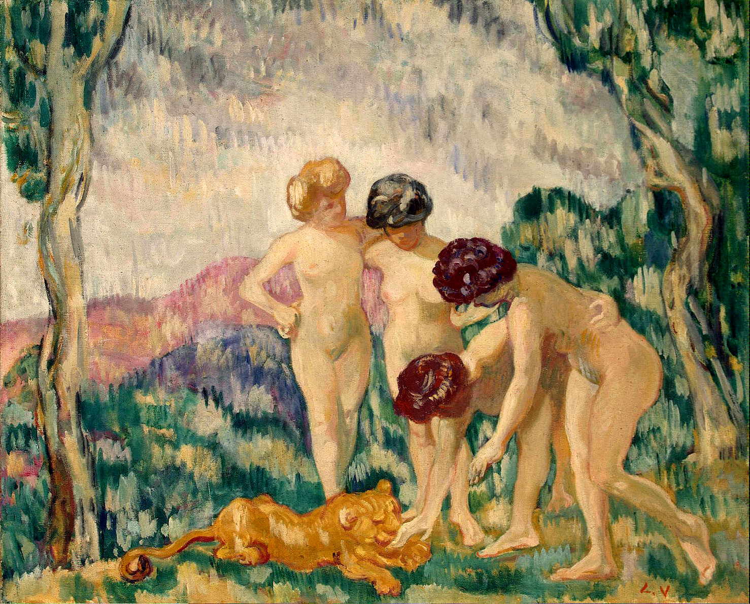 Young Girls Playing with a Lion Cub (1905) – Louis Valtat Tablo