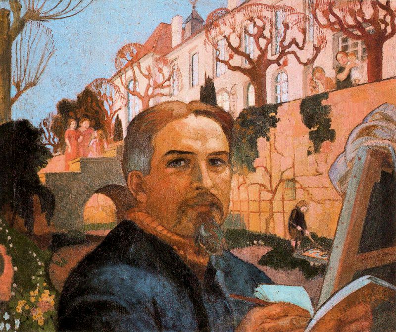 Self Portrait with his Family in Front of Their House (1916) Maurice Denis tablo - Dekolata