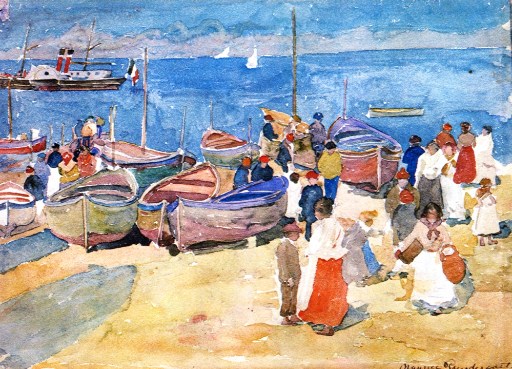At the Shore (Capri) (1898) Maurice Prendergast tablo - Dekolata