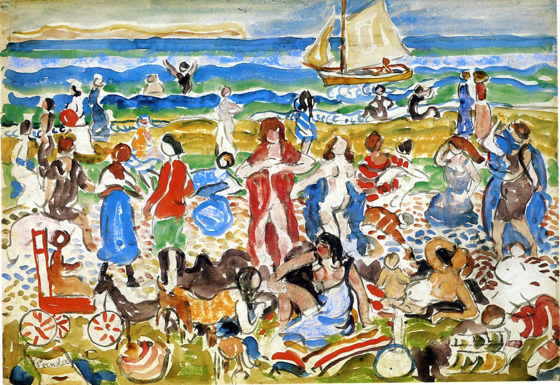 Bathers (1916) Maurice Prendergast tablo - Dekolata