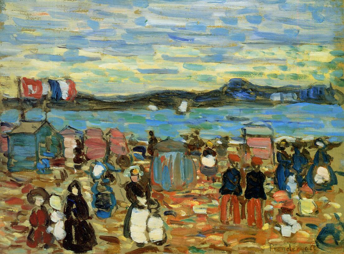 Bathing Tents, St. Malo (1907) Maurice Prendergast tablo - Dekolata