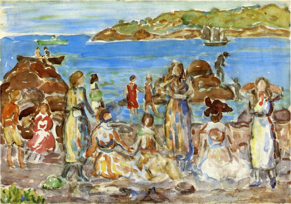 Beach Scene, New England (1916) Maurice Prendergast tablo - Dekolata