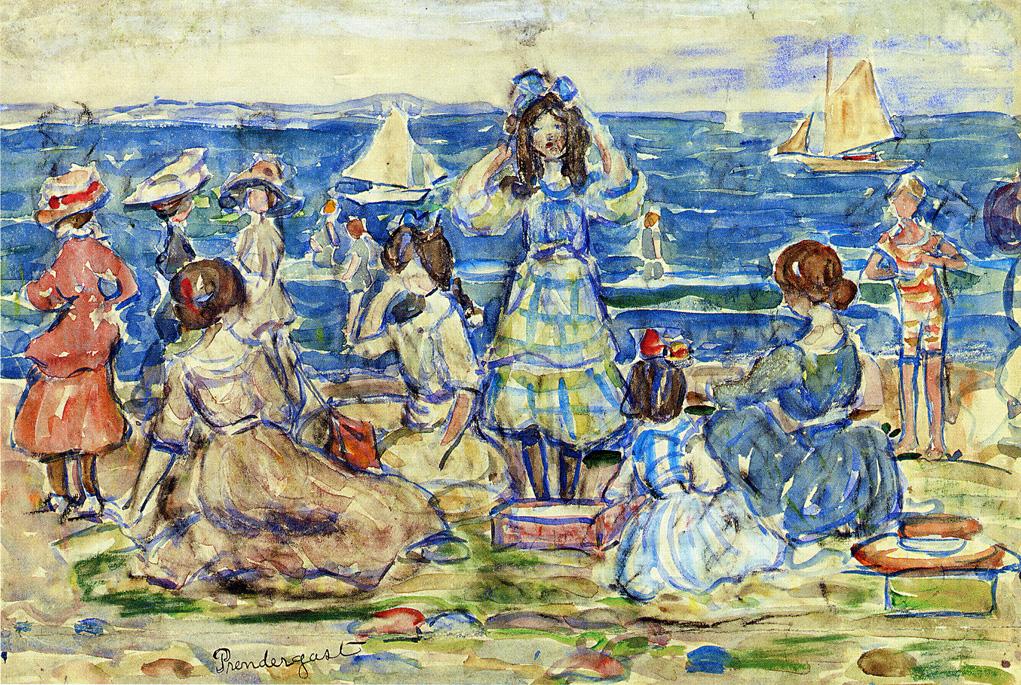 Beach Scene with Boats (1913) Maurice Prendergast tablo - Dekolata