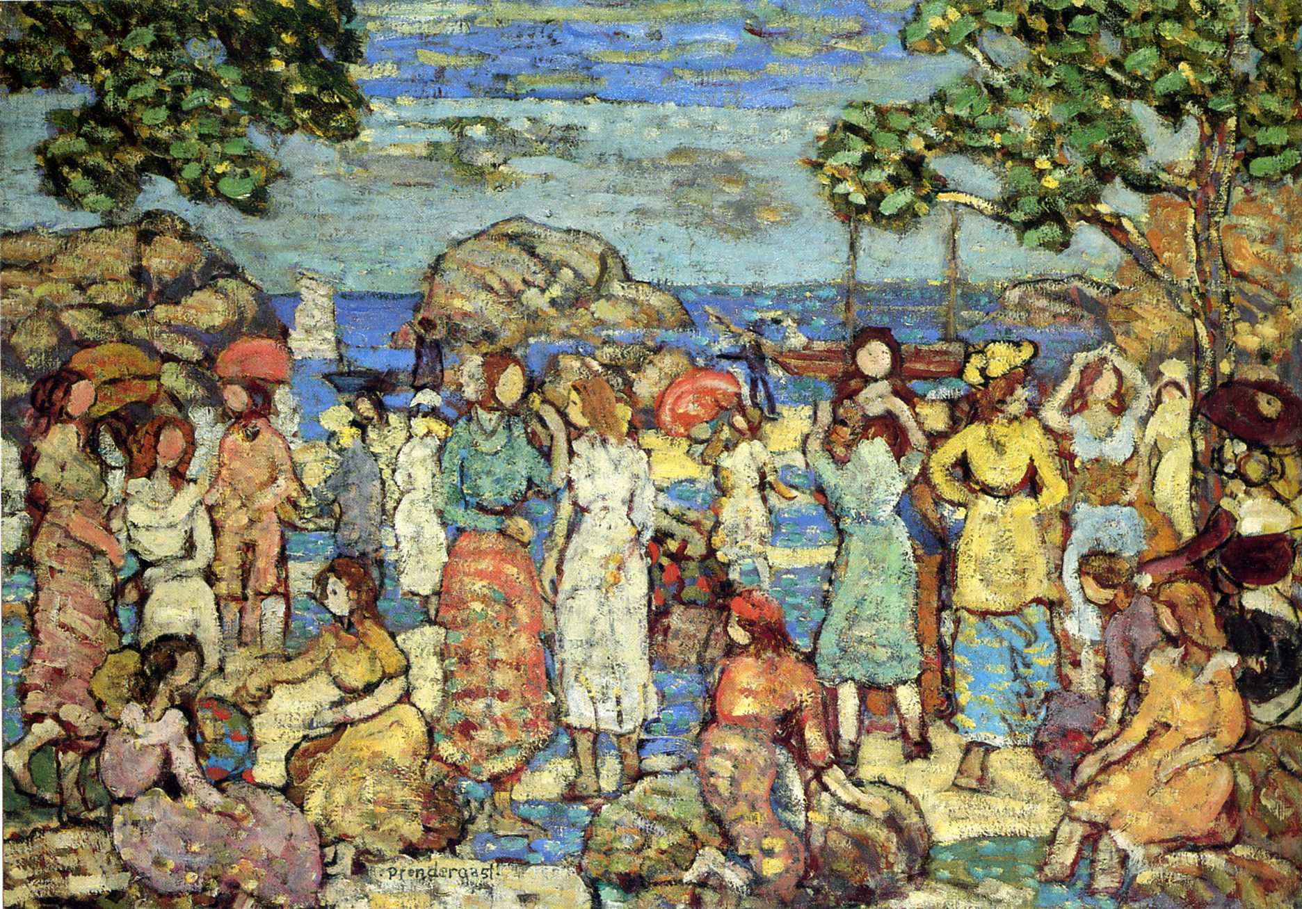 Beach at Gloucester (1918) Maurice Prendergast tablo - Dekolata