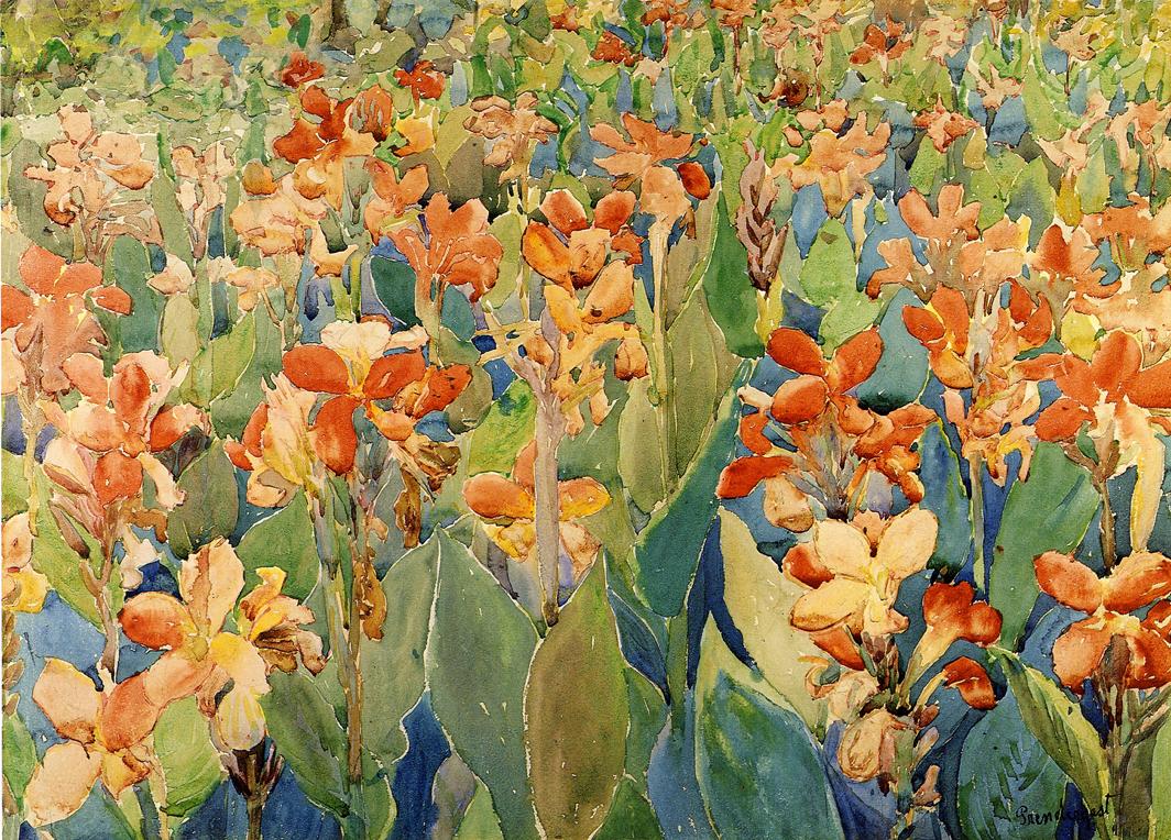 Bed of Flowers (also known as Cannas or The Garden) (1899) Maurice Prendergast tablo - Dekolata