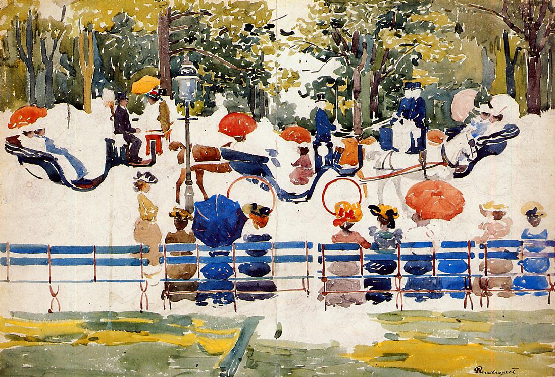 Central Park (also known as Central Park, New York City) (1901) Maurice Prendergast tablo - Dekolata