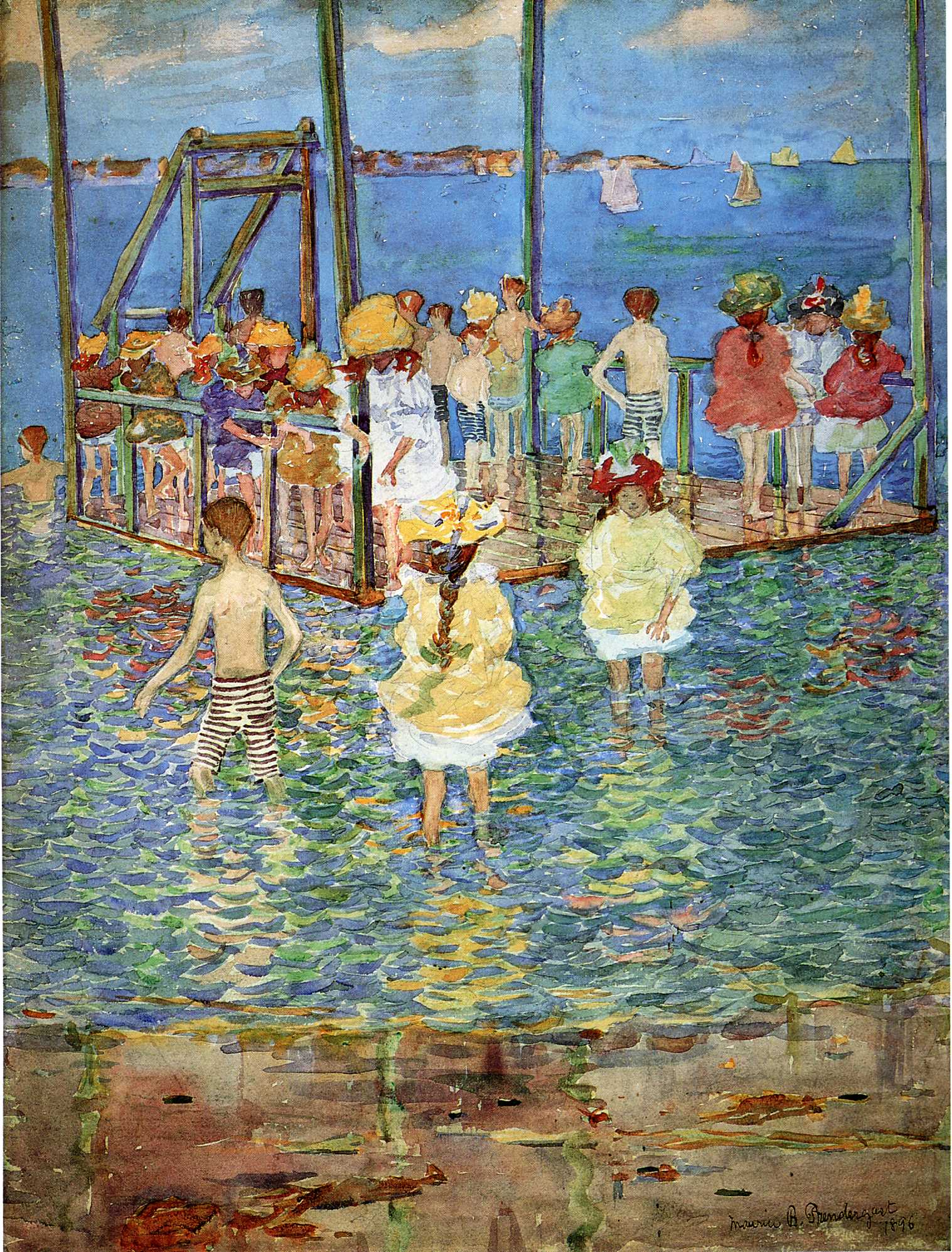 Children on a Raft (1896) Maurice Prendergast tablo - Dekolata
