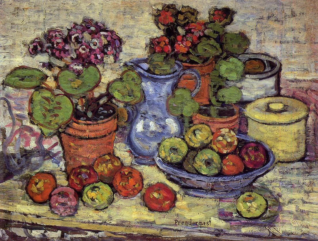 Cinerarias and Fruit (1912) Maurice Prendergast tablo - Dekolata