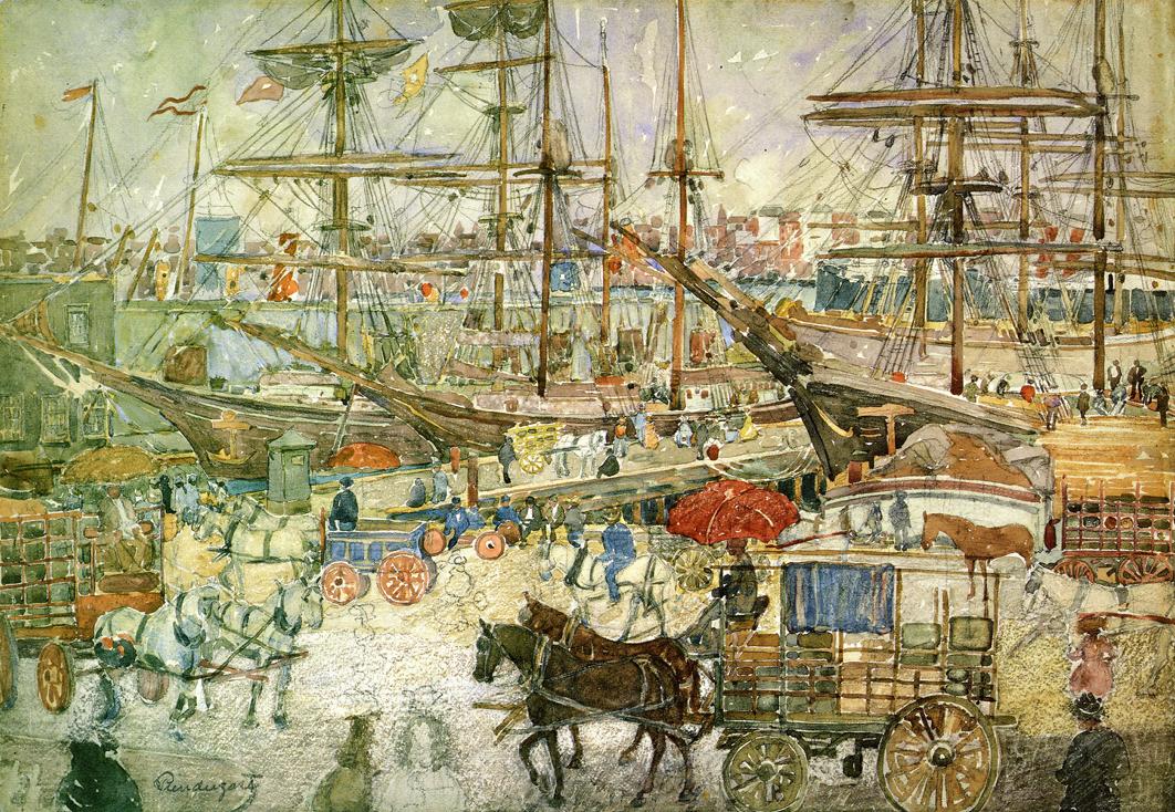 Docks, East Boston (1900) Maurice Prendergast tablo - Dekolata