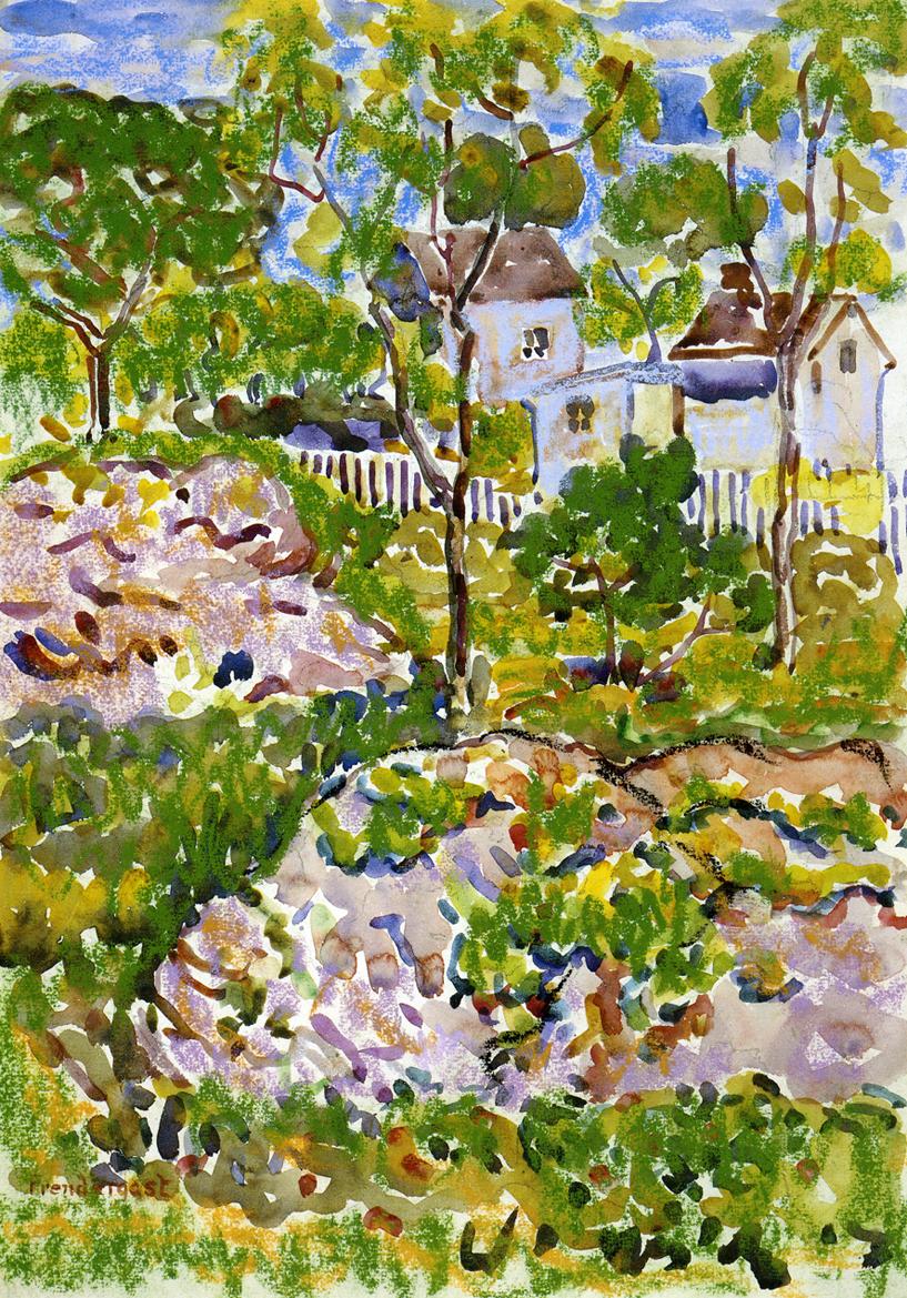 Farmhouse in New England (1920) – Maurice Prendergast Tablo