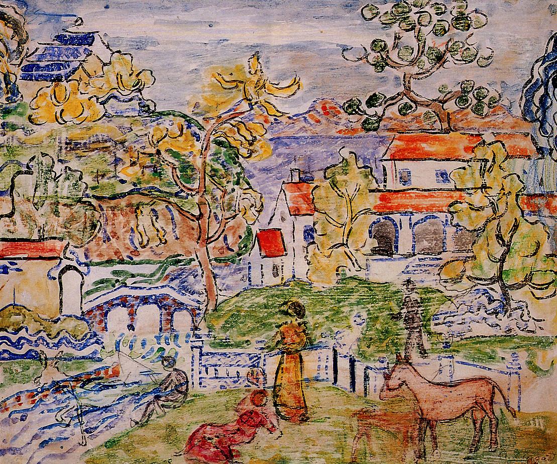 Figures and Donkeys (also known as Fantasy with Horse) (1913) Maurice Prendergast tablo - Dekolata