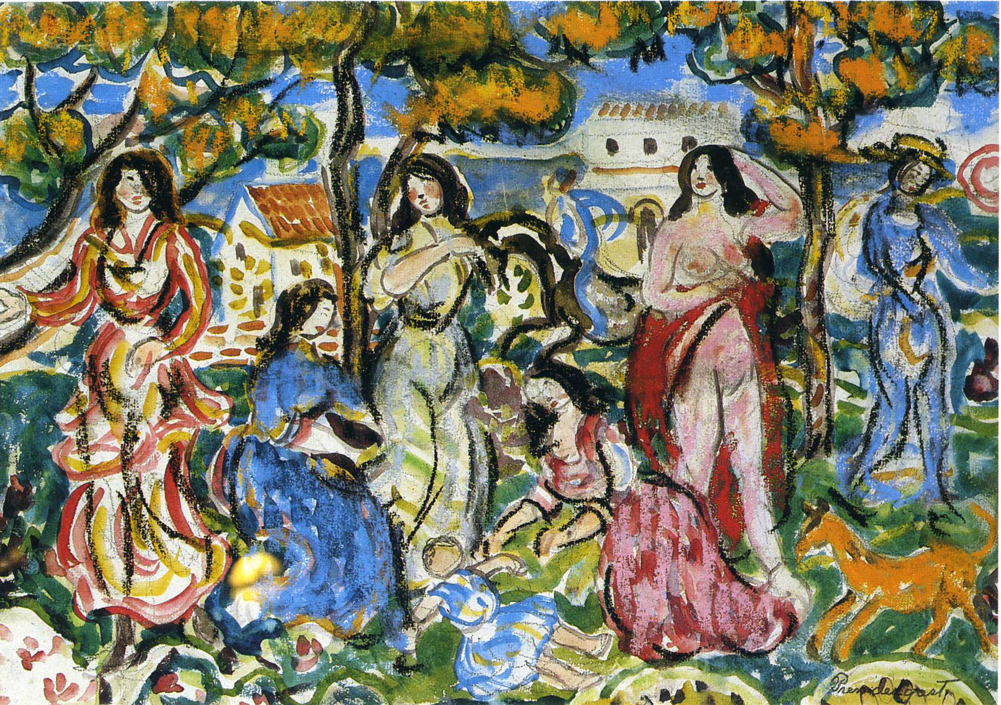 Figures in a Landscape (1912) Maurice Prendergast tablo - Dekolata
