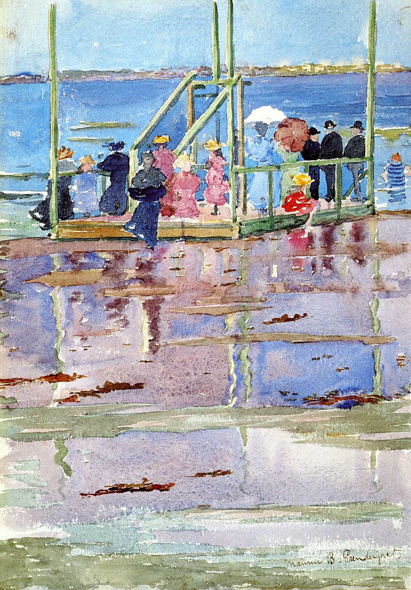 Float at Low Tide, Revere Beach (also known as People at the Beach) (1896) Maurice Prendergast tablo - Dekolata