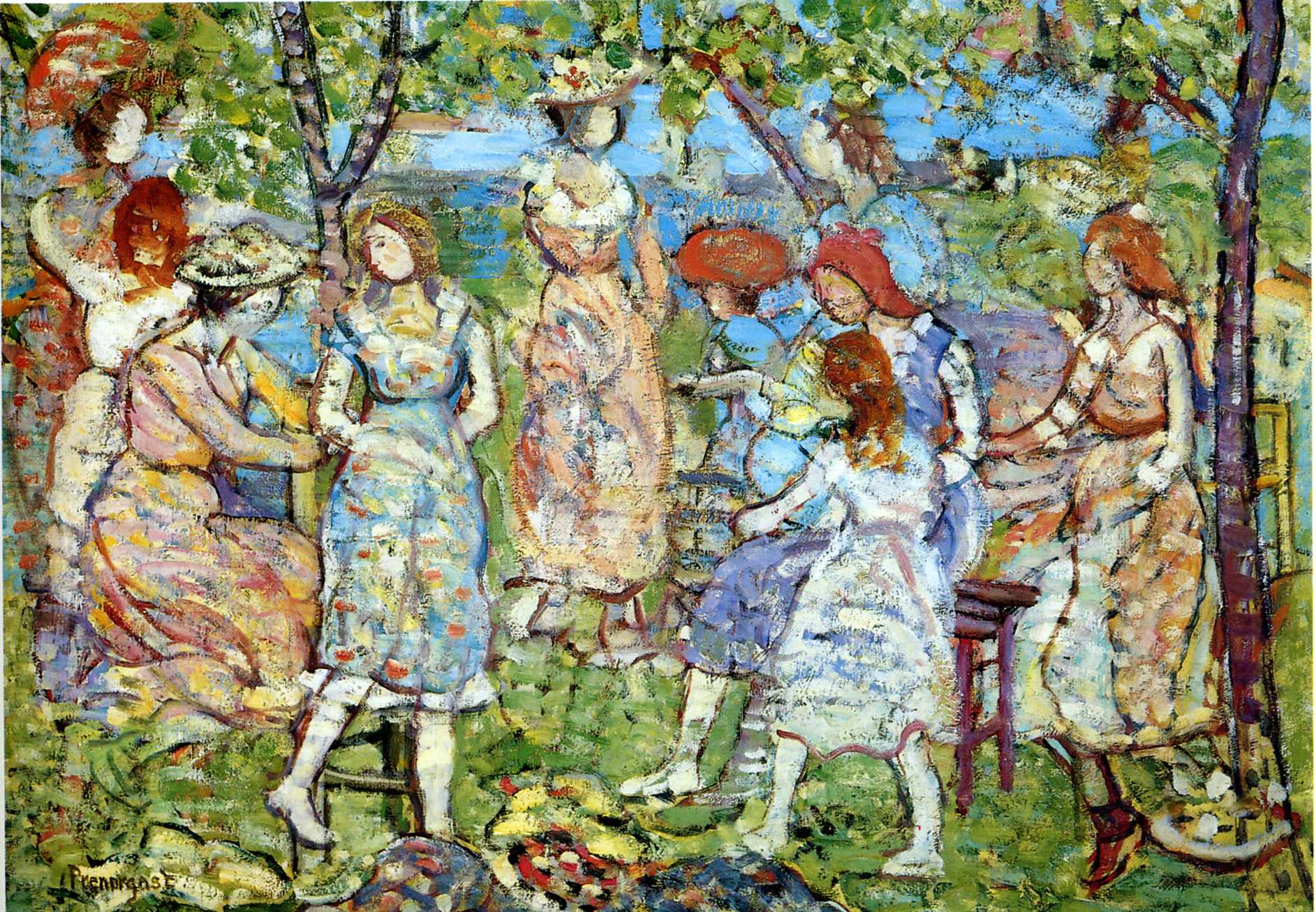 Girls in the Park (1914) Maurice Prendergast tablo - Dekolata