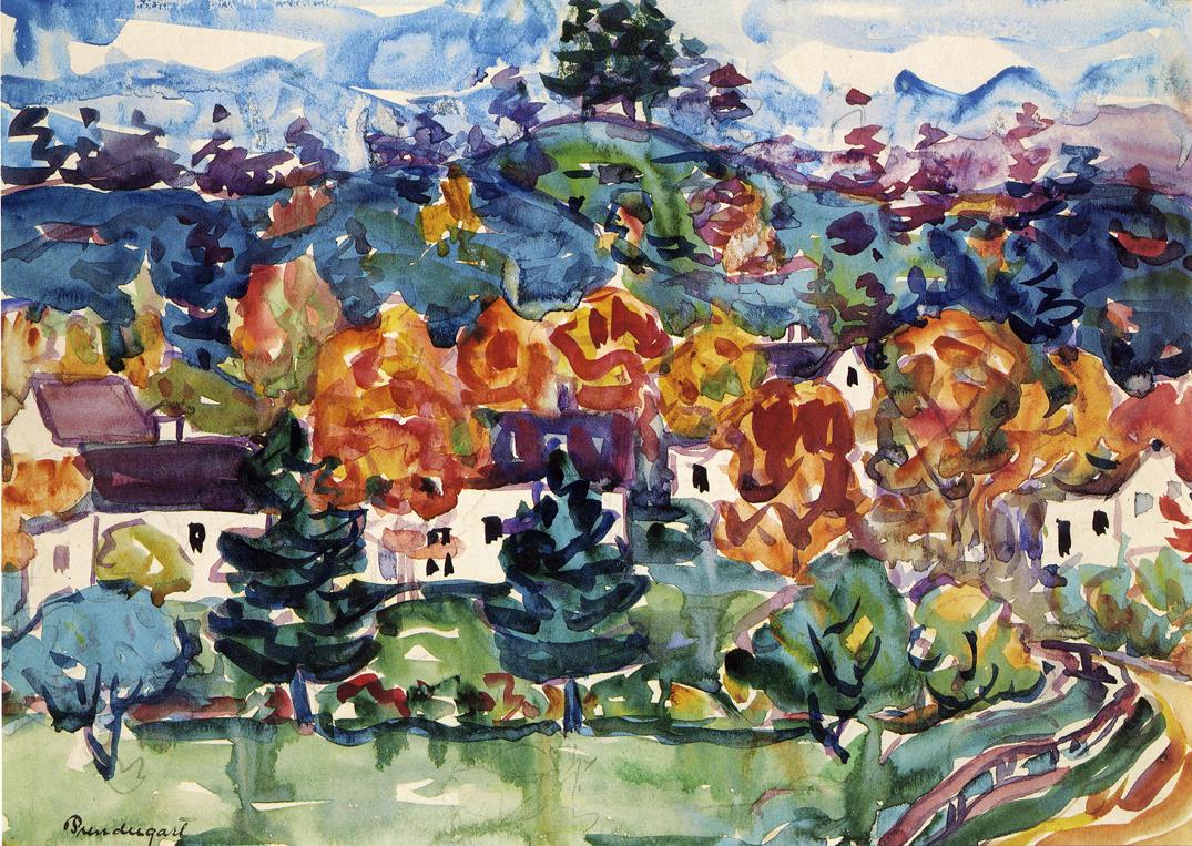 Hillside Village (1910) – Maurice Prendergast Tablo