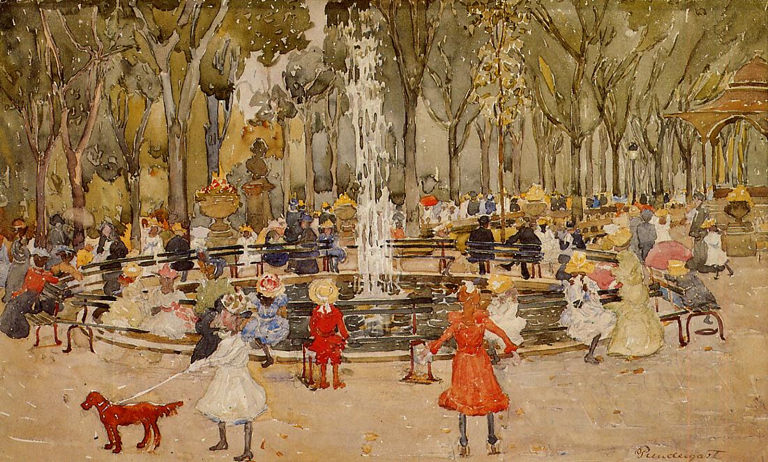 In Central Park, New York (1900) Maurice Prendergast tablo - Dekolata