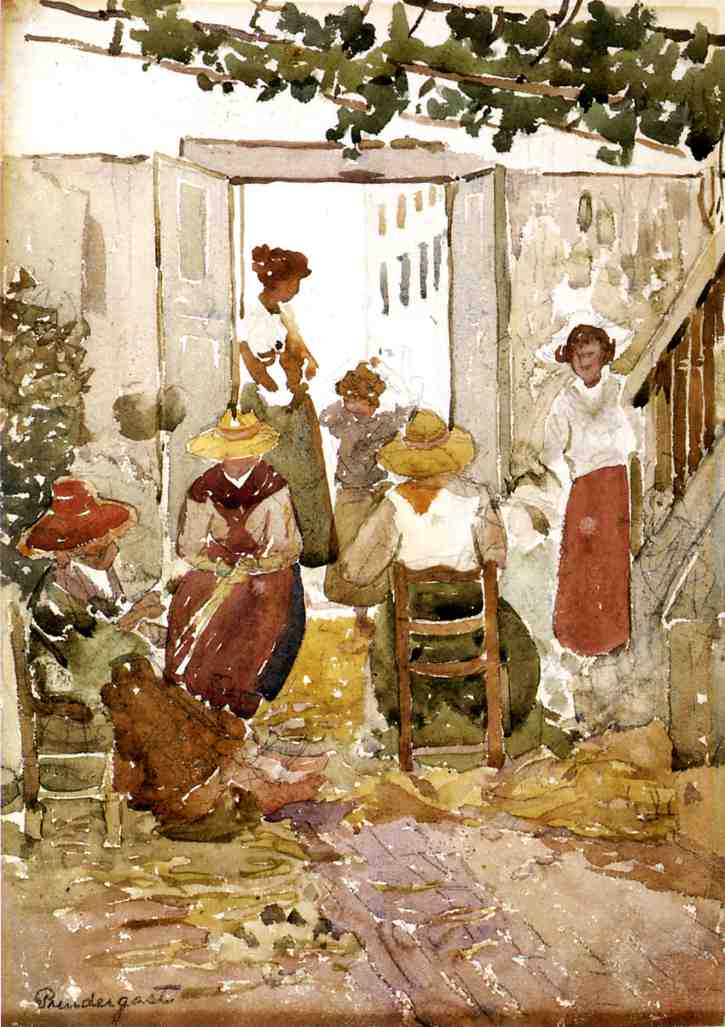 Lacemakers, Venice (1898) Maurice Prendergast tablo - Dekolata