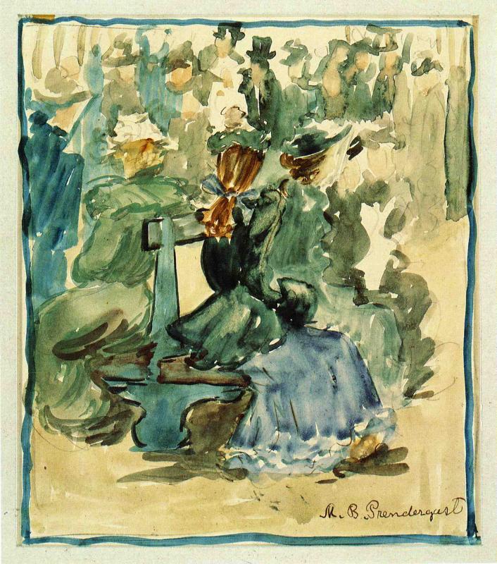 Ladies Seated on a Bench (also known as Ladies in the Park) (1893) Maurice Prendergast tablo - Dekolata