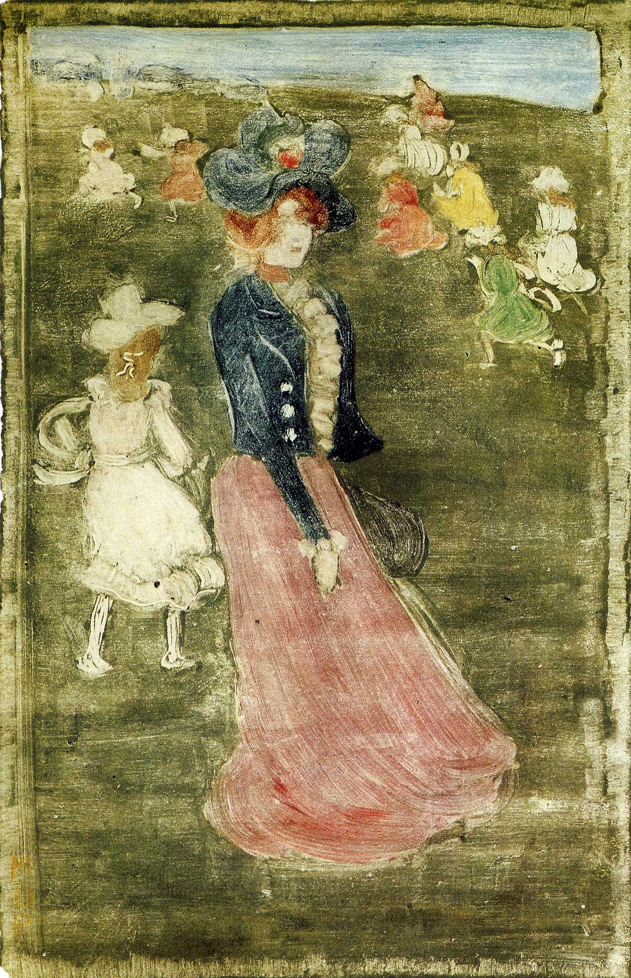Lady in a Pink Skirt (1895) Maurice Prendergast tablo - Dekolata