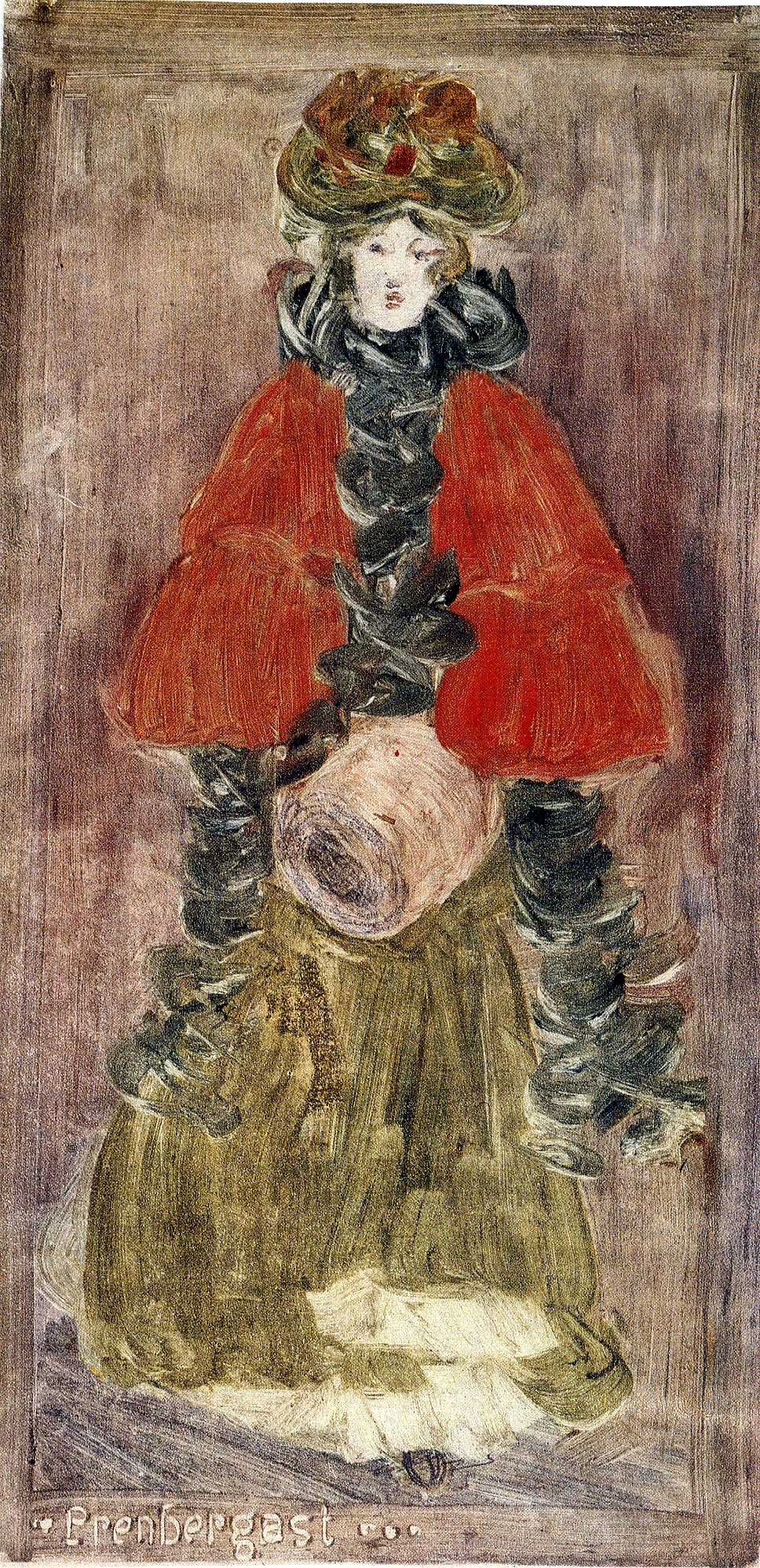 Lady with Red Cape and Muff (1900) Maurice Prendergast tablo - Dekolata