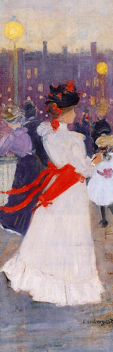 Lady with a Red Sash (1895) Maurice Prendergast tablo - Dekolata