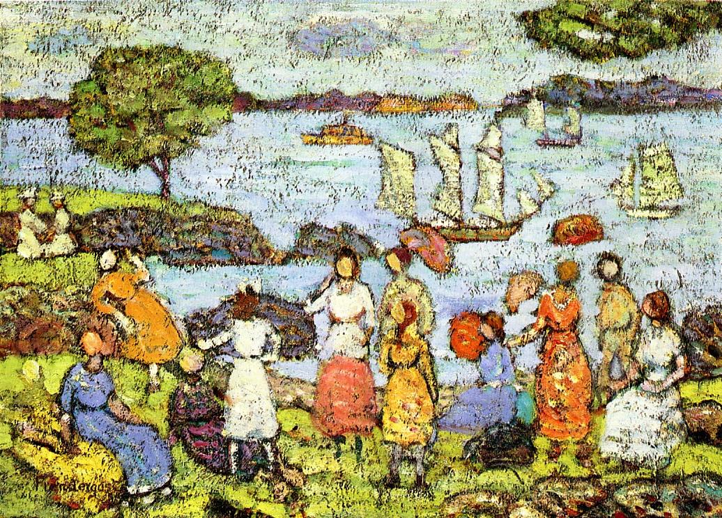 Late Afternoon, New England (1915) Maurice Prendergast tablo - Dekolata