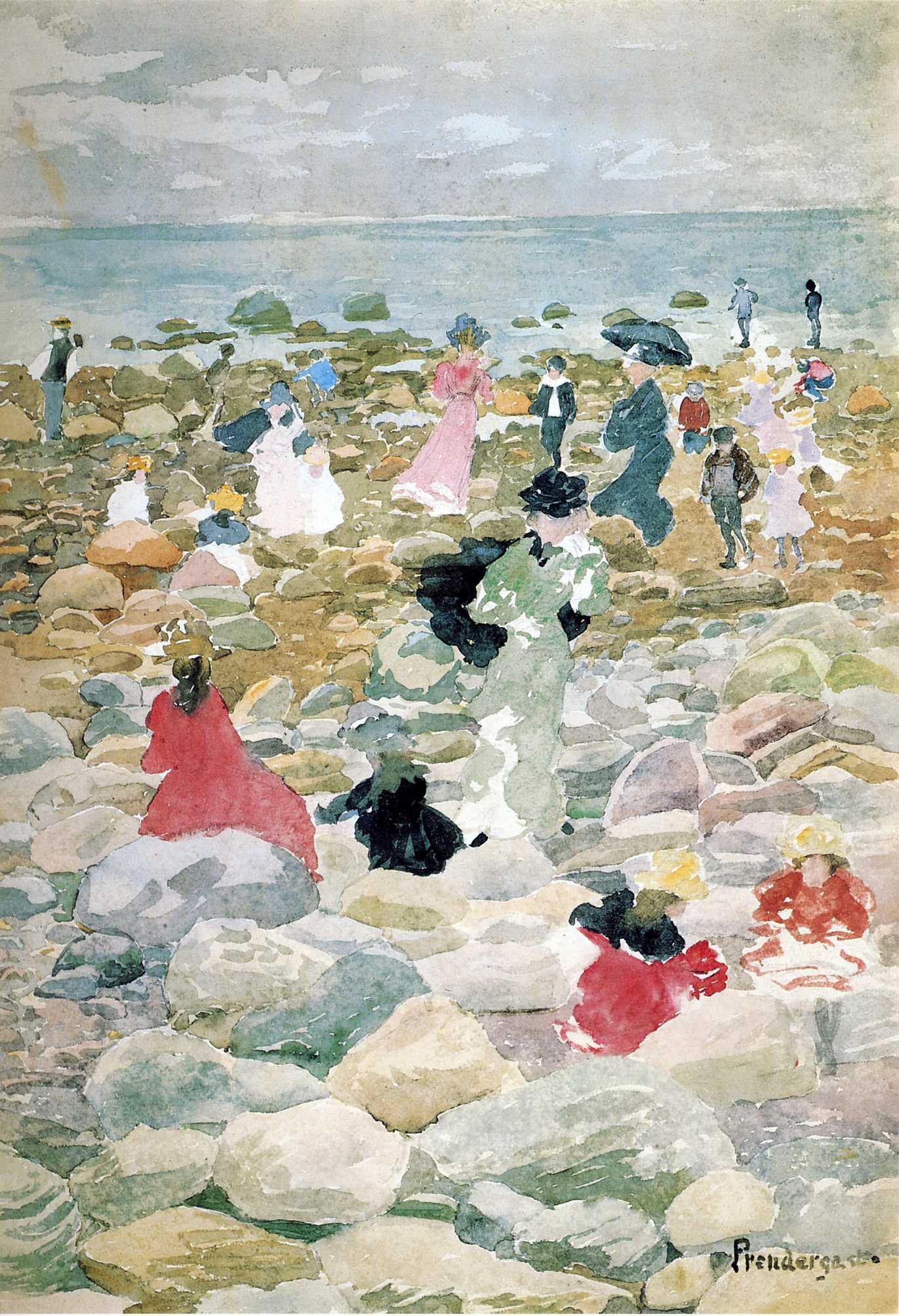 Low Tide, Nantucket (1896) Maurice Prendergast tablo - Dekolata